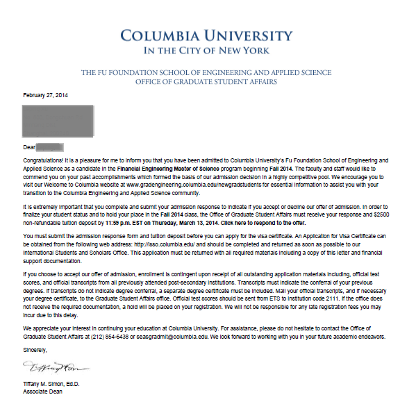 【最新】X同学 哥伦比亚大学金融工程硕士 - 美